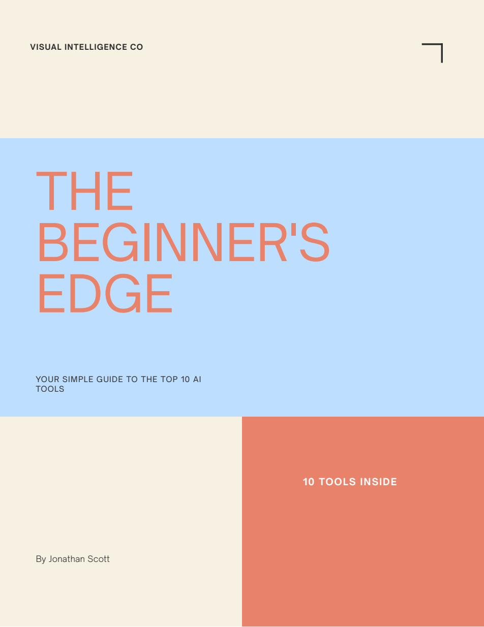 The Beginner's Edge ebook cover by Jonathan Scott, featuring 10 AI tools for non-techies